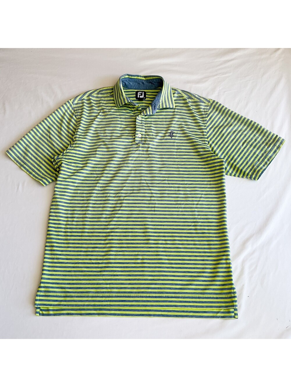 FootJoy Striped Golf Polo Shirt Breathable Performance Casual Mens Medium
